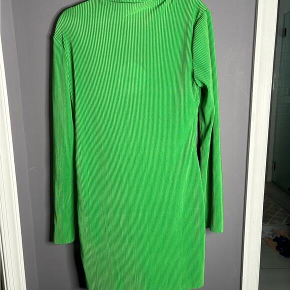 Princess Polly Green Ribbed Button Front Dress Ruching Detail Size 8 - Picture 5 of 8